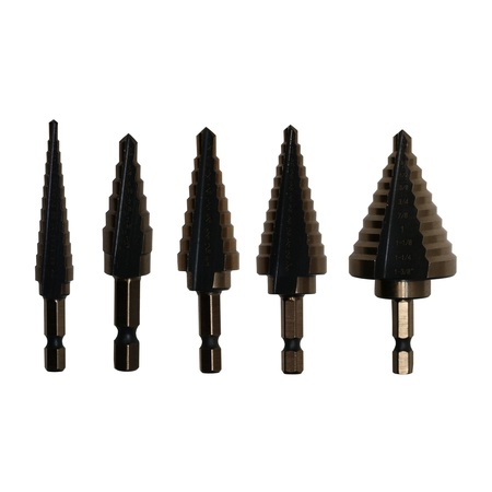 Drill America 5 Piece HSS Black & Gold Step Drill Bit Set, (Sizes #1 - #5) STE1-5SET